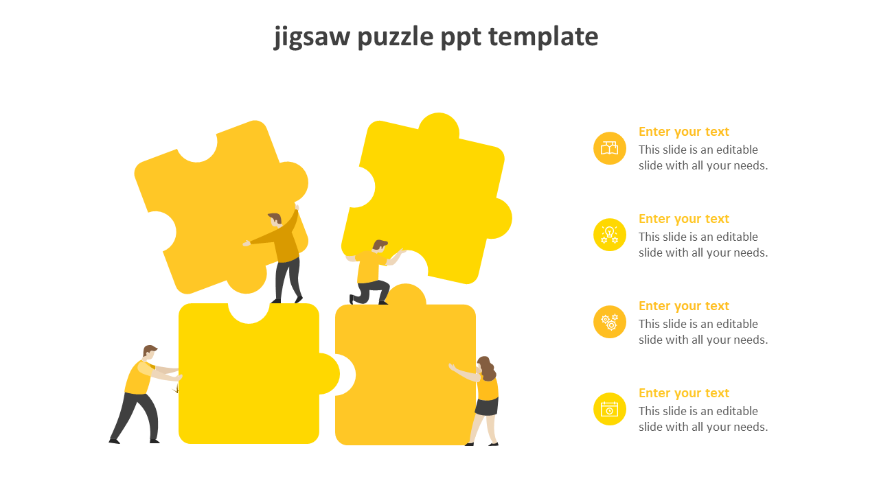 Free - Use Jigsaw Puzzle PPT Template With Four Nodes Slide
